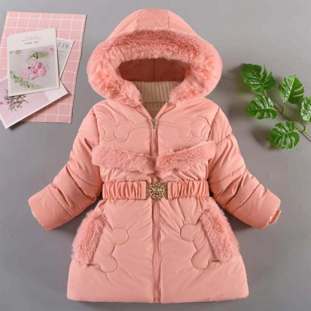 Gefütterte Mädchen-Winterjacke aus dicker Baumwolle mit Fleece