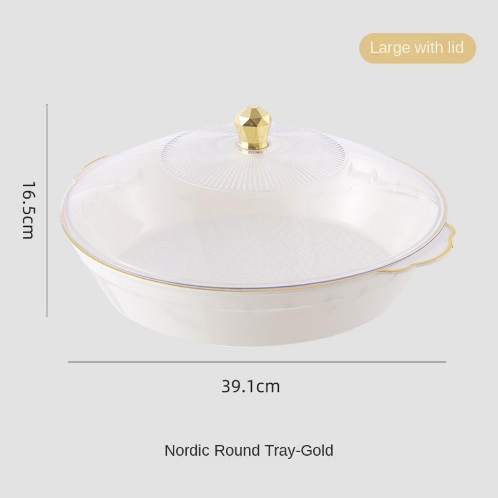 New Transparent Buffet Food Tray Large Capacity with Lid Fruit Plate Drop-proof Plastic Storage Box Desktop Storage