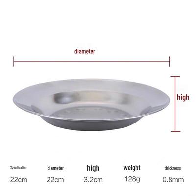 Supercloud 22cm Thickened 304 Stainless Steel Dinner Plates
