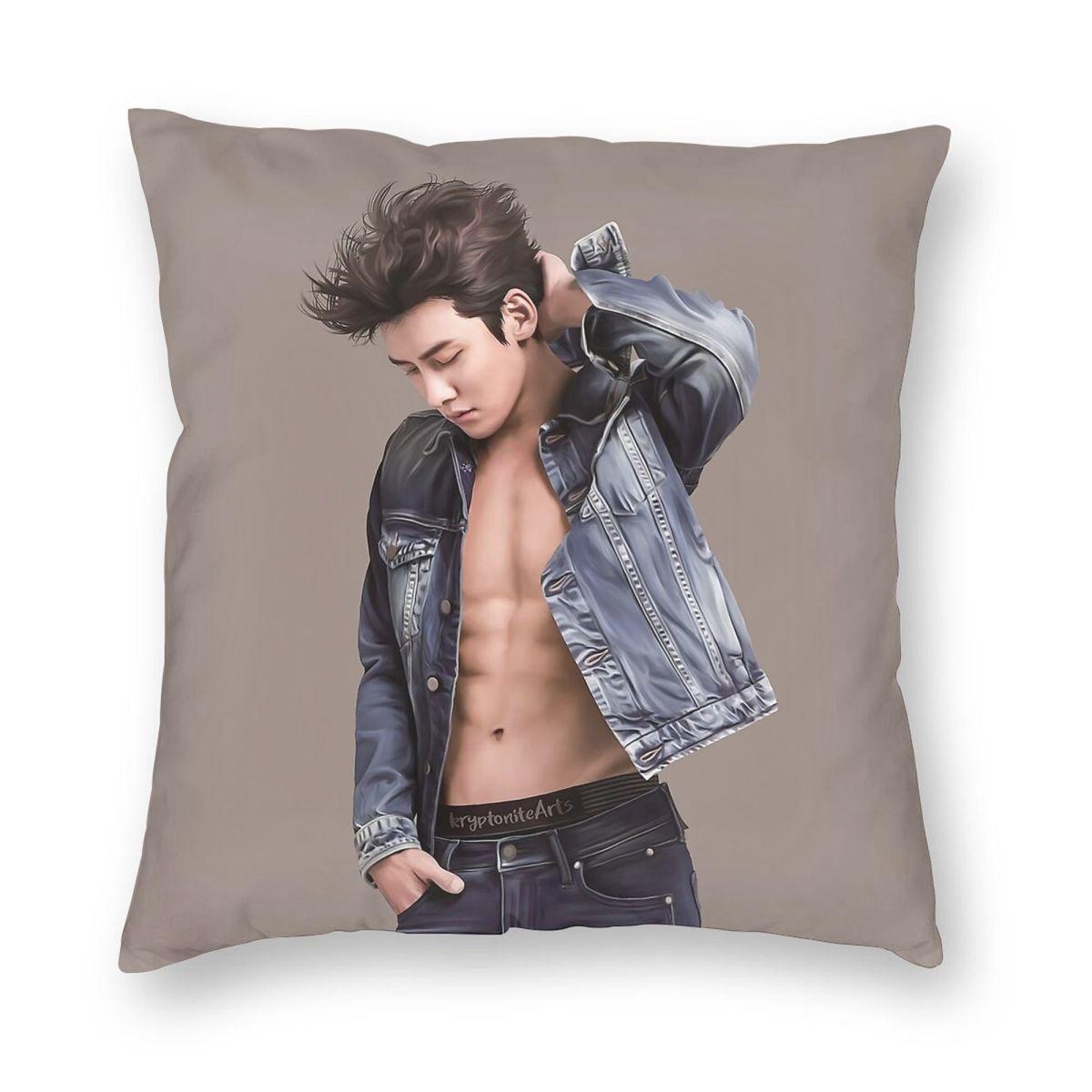 Irresistible Ji Chang Wook Square Pillowcase Polyester Linen Velvet Printed Zip Decorative Room Cushion Cover 30x30cm
