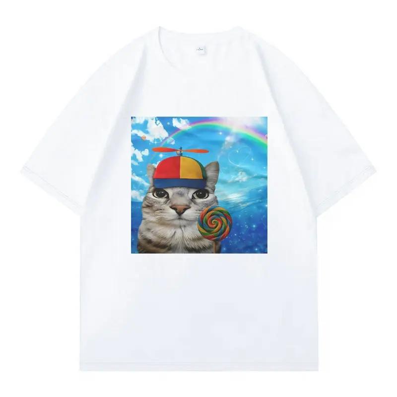 New Arrival Mens Clothes Tee Shirt Homme Graphic TShirts Men Tshirt for Men Ropa Hombre Funny Housewife Cat Meme Printed