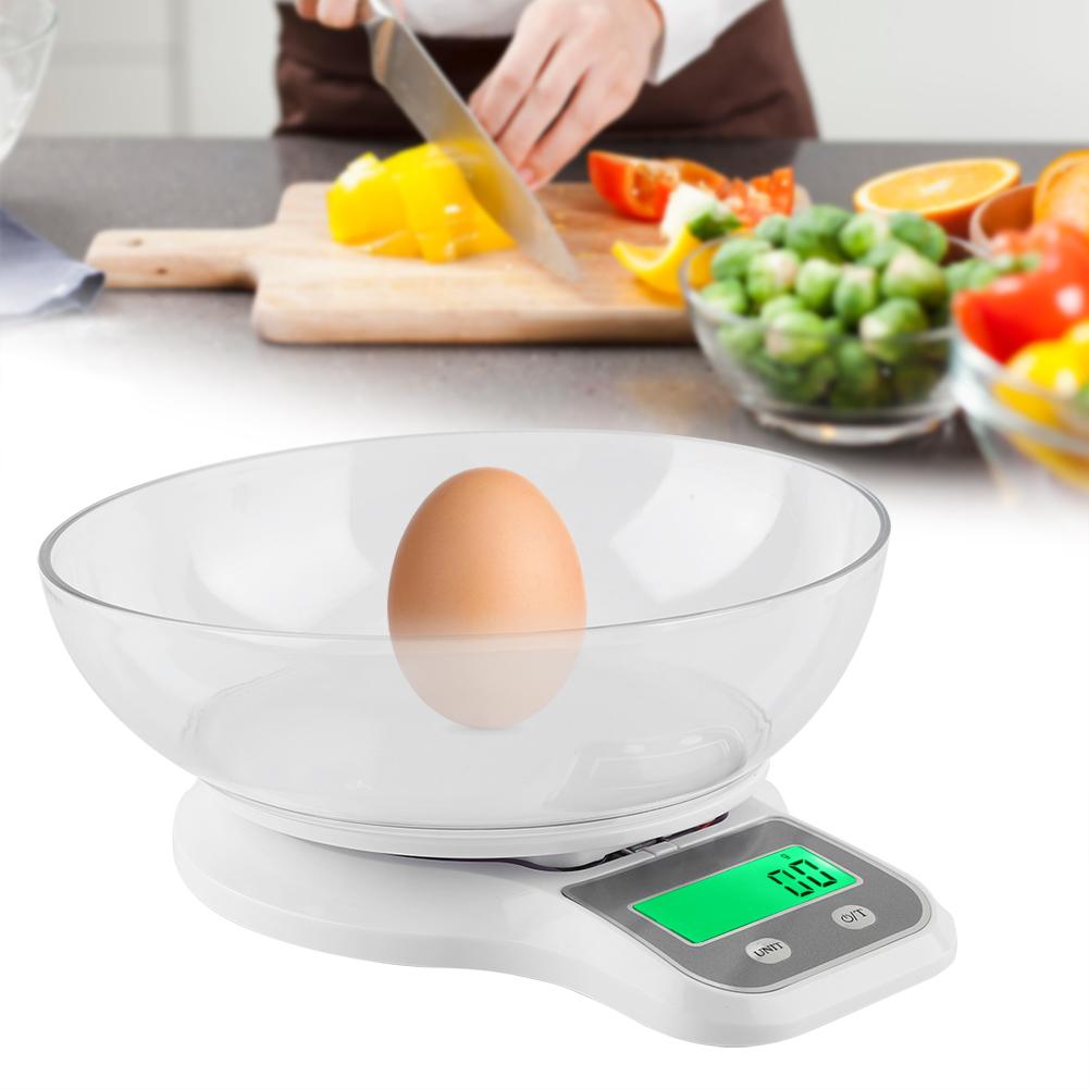 WH-B21LW Kitchen Food Scale Digital Cooking Multifunction Weight Scale with Bowl (White)
