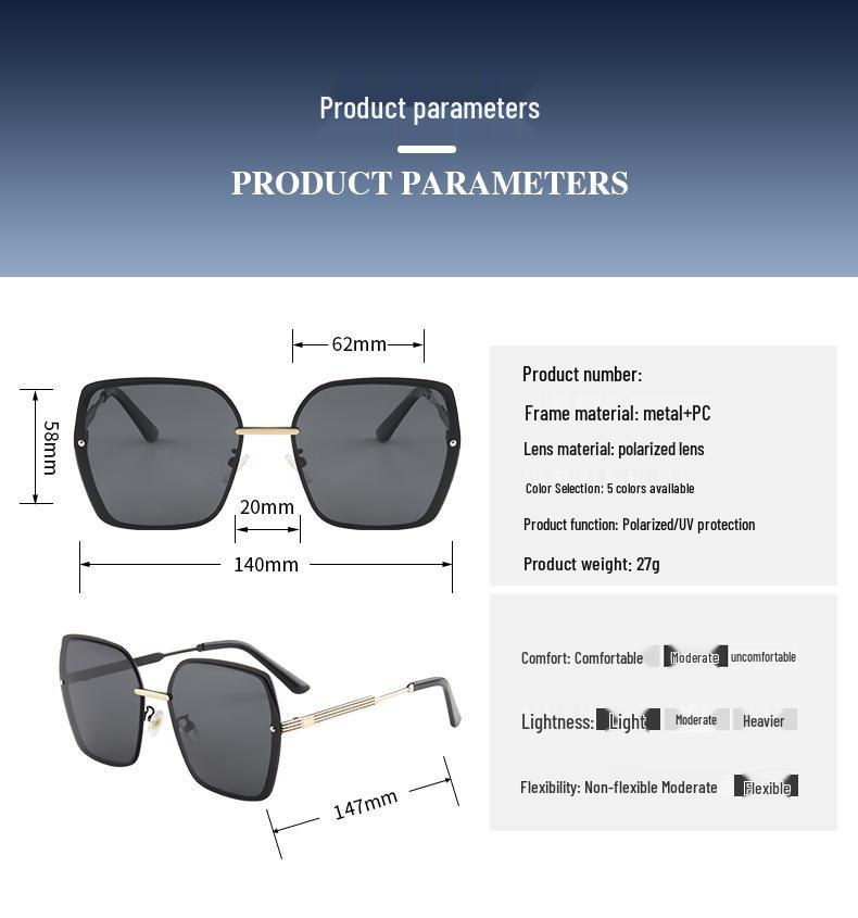 New Women's Polarized Sunglasses - Fashionable European and American Street Style Metal Trend