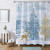 Winter Forest Shower Curtains Snow-covered Pine Alpine Peaks Idyllic Early Morning Scenery Seasonal Christmas Elk Bathroom Decor