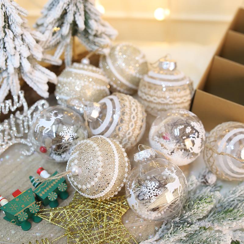 Transparent Bubble Christmas Ball Plastic Pendant Hanging Ornaments for Christmas Tree Holiday Decorations