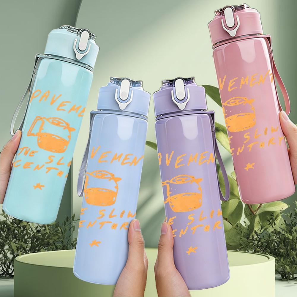 1PC All them witches dark band text print 750ml colorful plastic sports water bottle leakproof pop up lid with straw for outdoor work home use