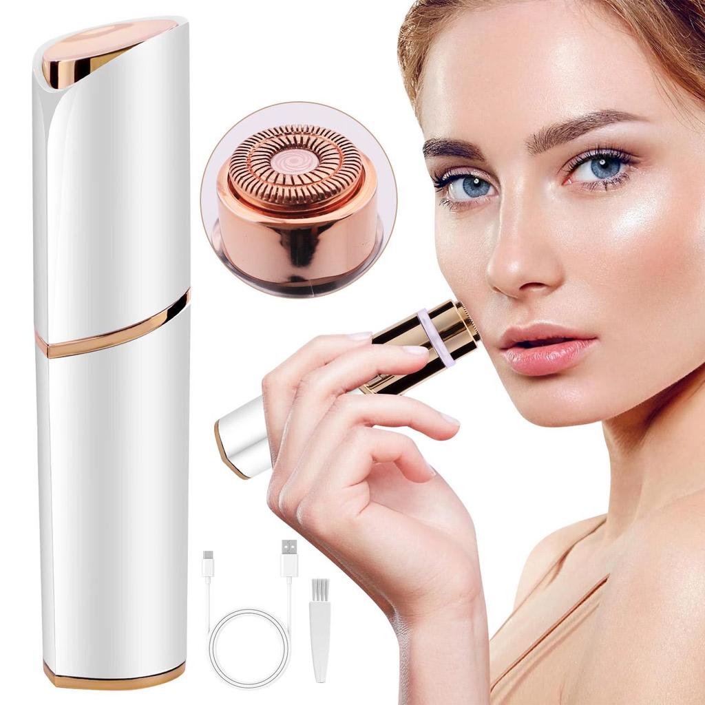 Aparat de îndepărtare a părului facial Trimmer sprâncene aparat de ras electric pentru femei Epilator pentru față Peach Fuzz Buze Nedureroase Reîncărcabil portabil