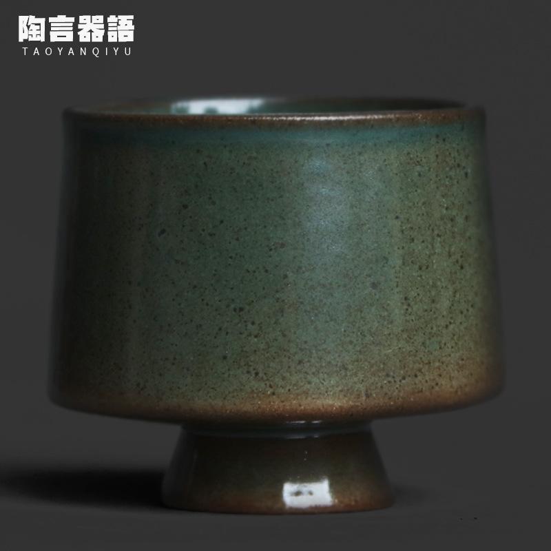 

60ml Kiln Fambe Green High Foot Teacup Boutique Tea Bowl Beautiful Tea Cup Tea-tasting Smelling Cup Jianzhan Master Cup Gift As Your Choose