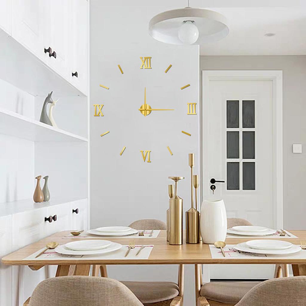 Cross Border Minimalist Living Room Art Clock DIY Mute Wall Clock 3D Stereo Punch Free Decorative Wall Sticker Clock
