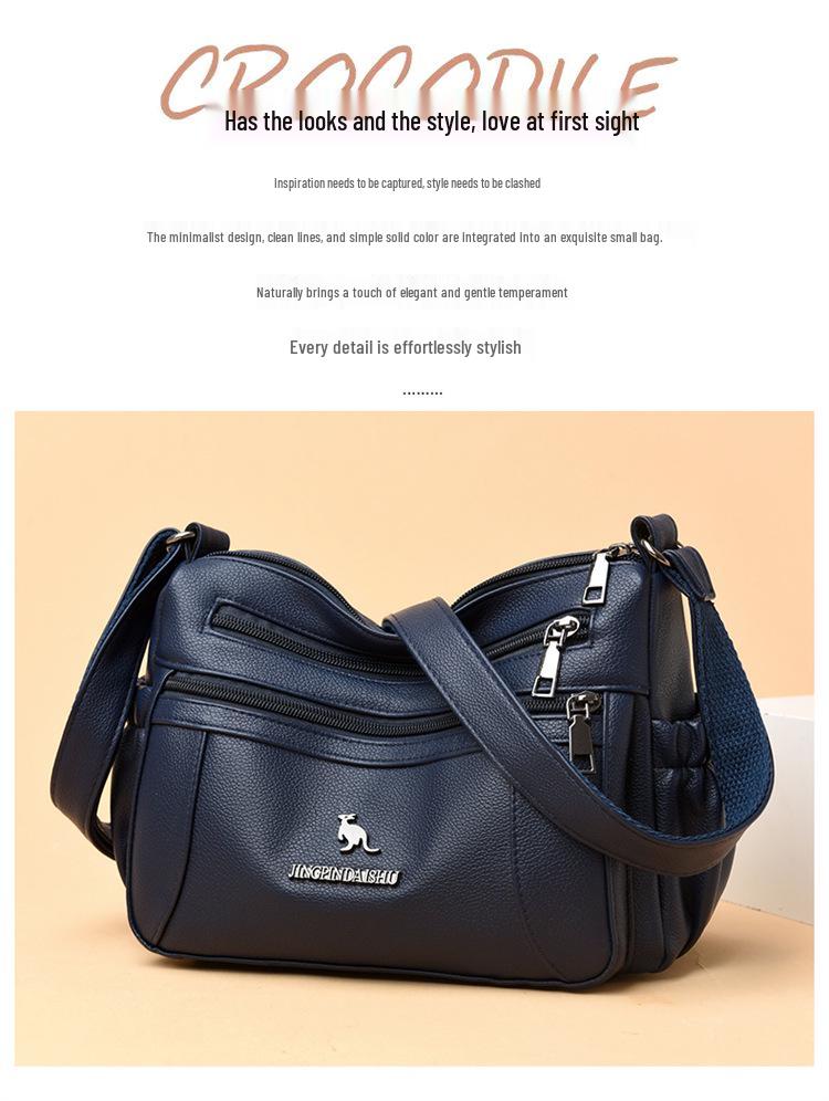 2025 New Soft Leather Large Capacity Multi-Layer Shoulder Crossbody Bag for Middle-Aged Women