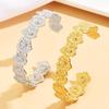 Vintage French Floral Open Flower Bracelet, 18K Gold Plated Stainless Steel Jewelry for Women