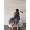 2025 Elegant Chiffon V-neck Ruffle Edge Design Dress Lace-up Long-sleeved A-shaped Skirt