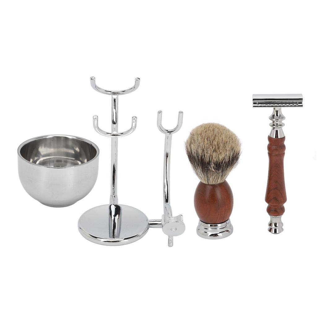 Manual Beard Trimmer Kit Alloy Beard Brush Trimming Stand Bowl Kit Stand Kit for Men Male