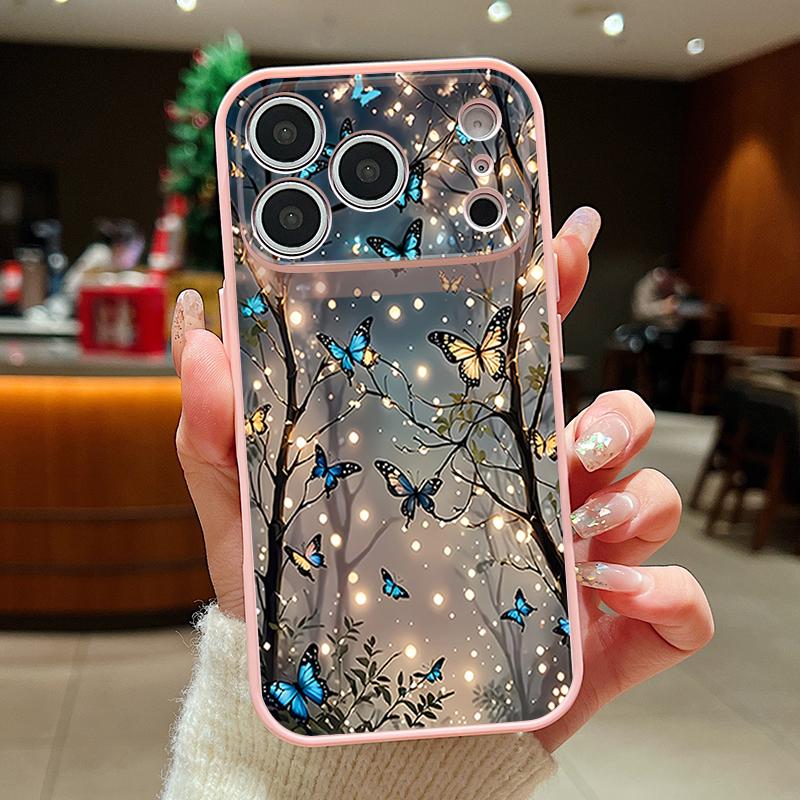Magnetic For Magsafe Case For iPhone 17 Pro Max Glowing Fantasy Butterfly Pattern Skin Feeling Cover For iPhone 16 15 14 13 Pro Max
