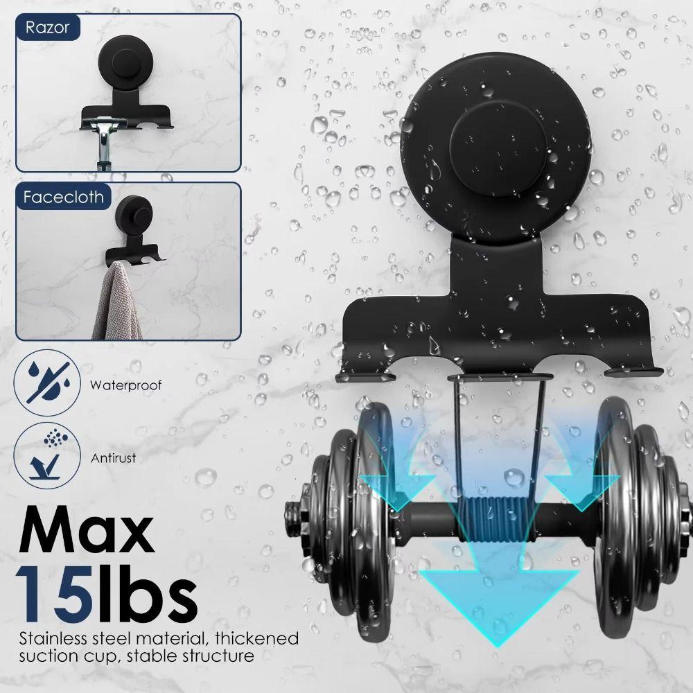 Damage-Free Stainless Steel Razor Rack Powerful Vacuum Suction Hanging Razor Stand  Bathroom Use
