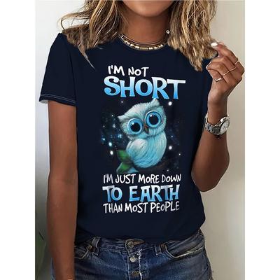 Round Neck Short Sleeve Blouse - Casual Breathable Top Suitable for Spring Summer Fall, Medium-Stretch Machine-Washable Casual Attire with Round Neck