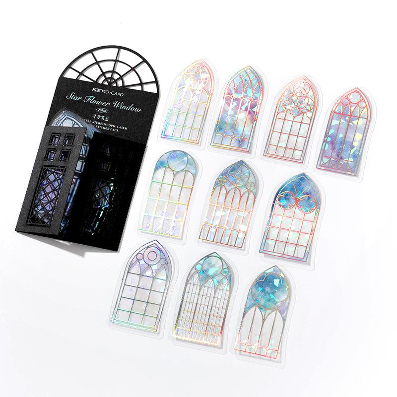 

20pcs/1 lot Sticker Pack Star Window Series Shell Light Laser Silver Hand Account Decoration Materials