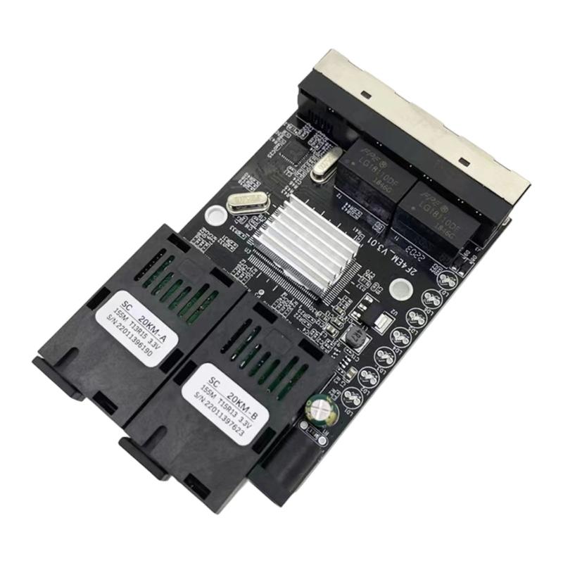 20KM Long Ranges Reverse POE Fiber To Ethernet Converter Supporting 4 Port and PCBA for Networking Stability