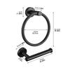 2-piece Stainless Steel Bathroom Accessories Set Including Black Toilet Paper Holder and Black Towel Ring Wall Mounted