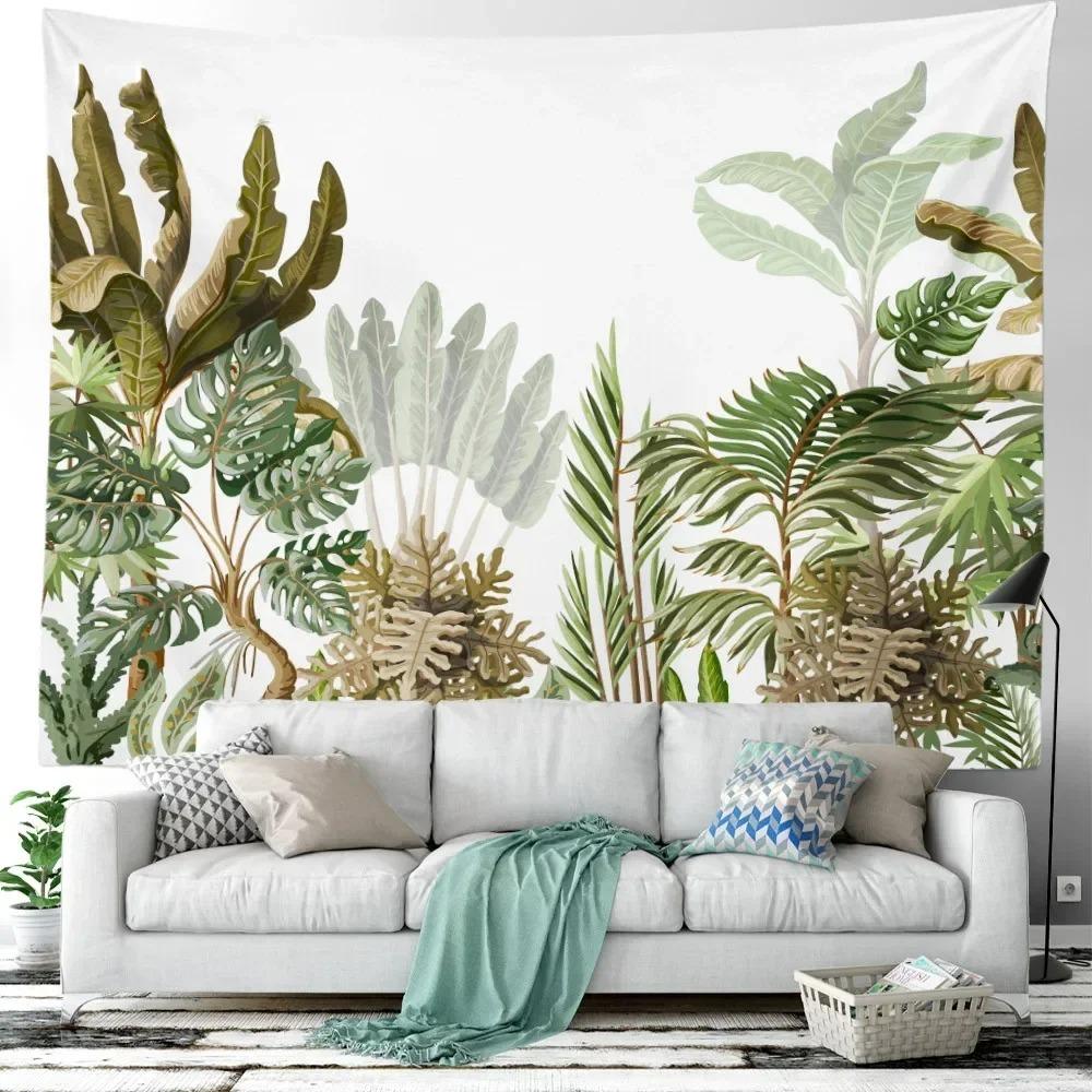 Room Decoration Bedroom Aesthetic Green Plant Flower Tapestry Tropical Plant Series Hanging Landscape Flower Indoor Tapestry