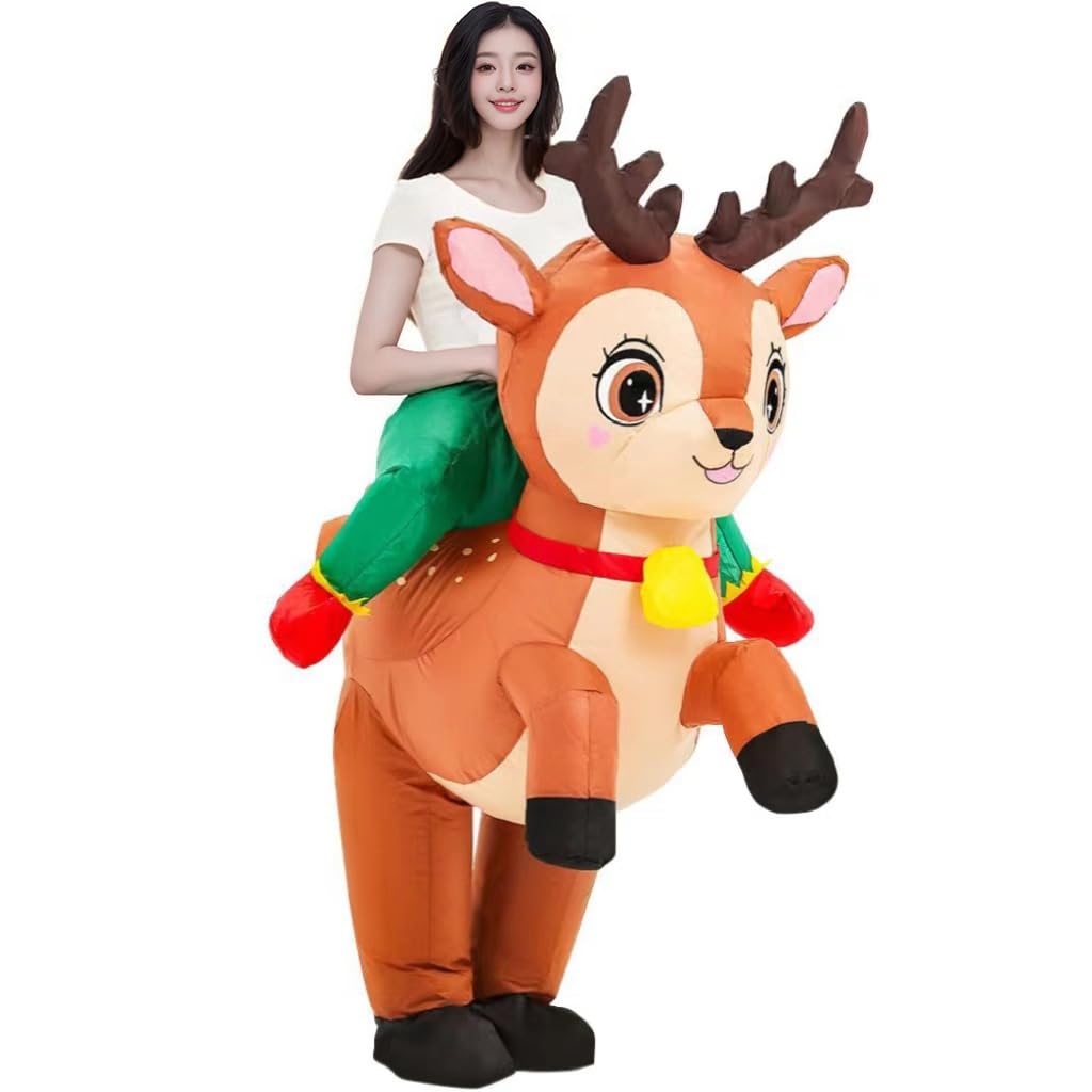 Lhyxuuk Christmas Funny Inflatable Kigurumi Costume with Perfect for Christmas Party and New and Holiday One Size Fits All Costume, Fan, Parties,