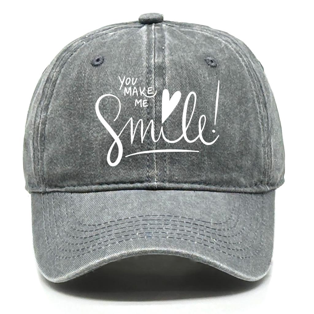You Make Me Smile Print Snapback Baseball Cap Cotton Hat Leisure Lightweight Adjustable Baseball Caps  Ideal Choice For Tennis
