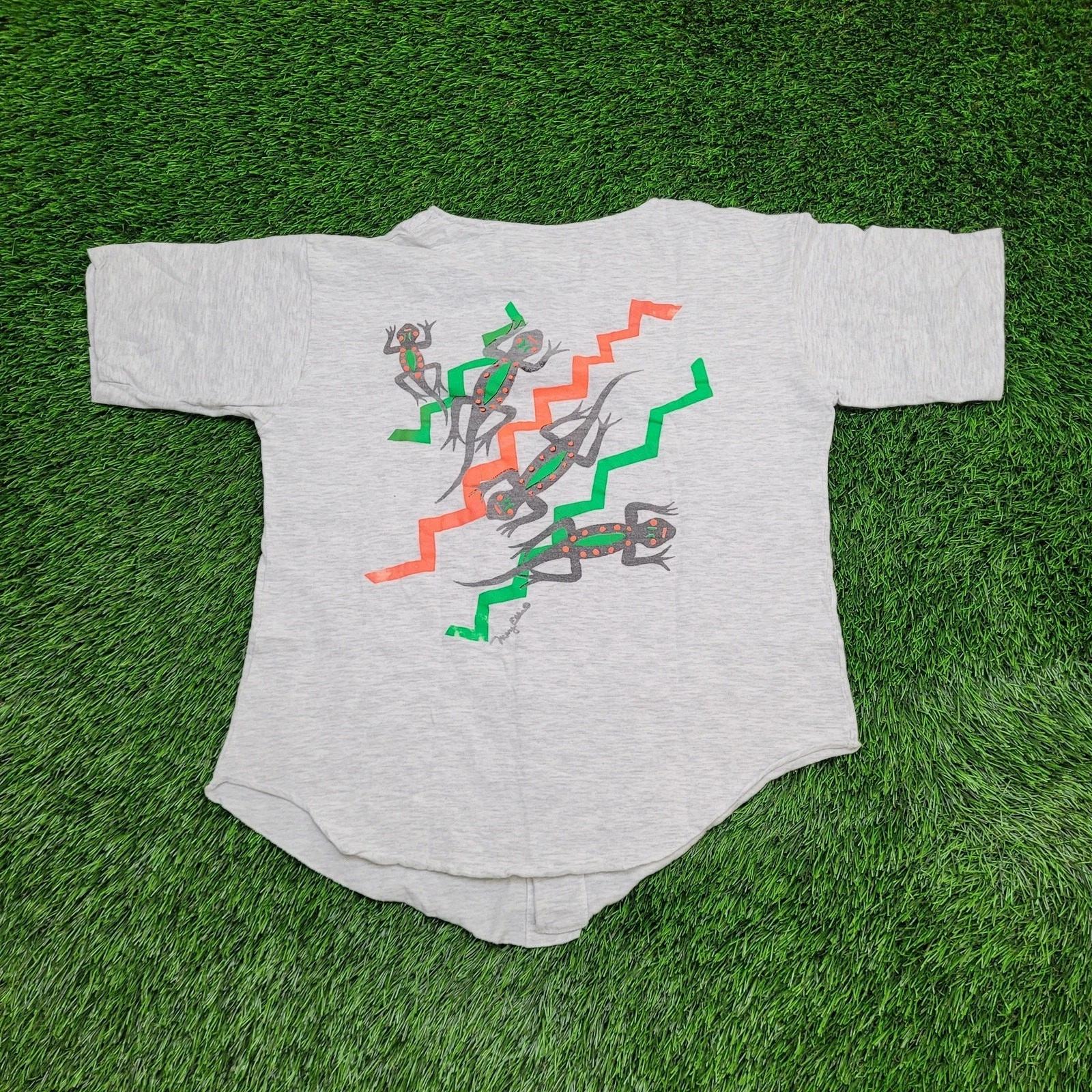 Vintage 90s Gecko Lizards Baseball Shirt S/M 19x24 Cropped XL