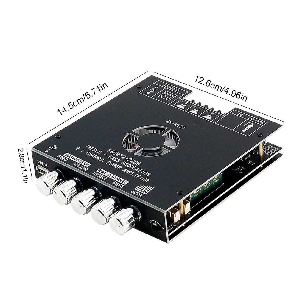 TDA7498E Bluetooth Amplifier Board 160W×2+220W Subwoofer 2.1 Channel Audio Receiver Power Amplifier Module w/ Treble and Bass Control for DIY Speakers