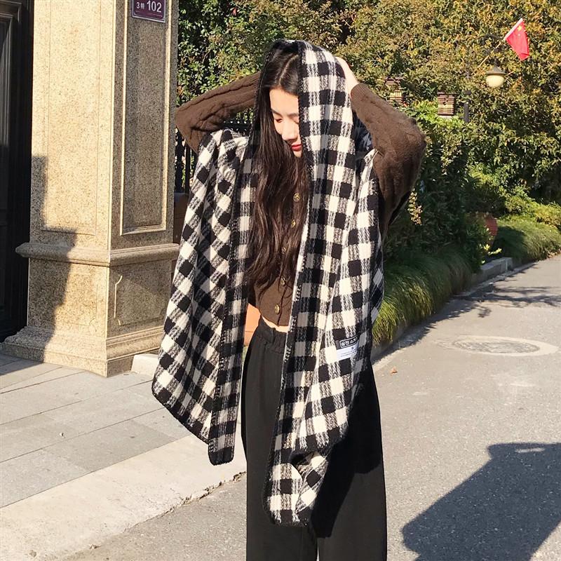 Autumn and winter new plaid scarf winter high sense versatile imitation cashmere scarf fashion sense thickened warm shawl