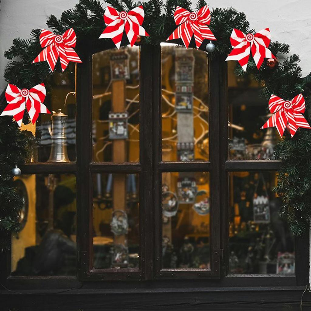 Christmas Bows 12 Pieces Red And White Festive Ornaments Christmas Wreath Garland Tree Decor Bows For Garland Indoor Outdoor