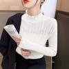 Half High Collar Lace Edge Knitted Sweater for Women Base Shirt Autumn and Winter Women's Clothing