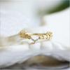 1Pc Fashionable Small Fresh Plated Leaf Synthetic Zircon Ring, Mier Feather Ring