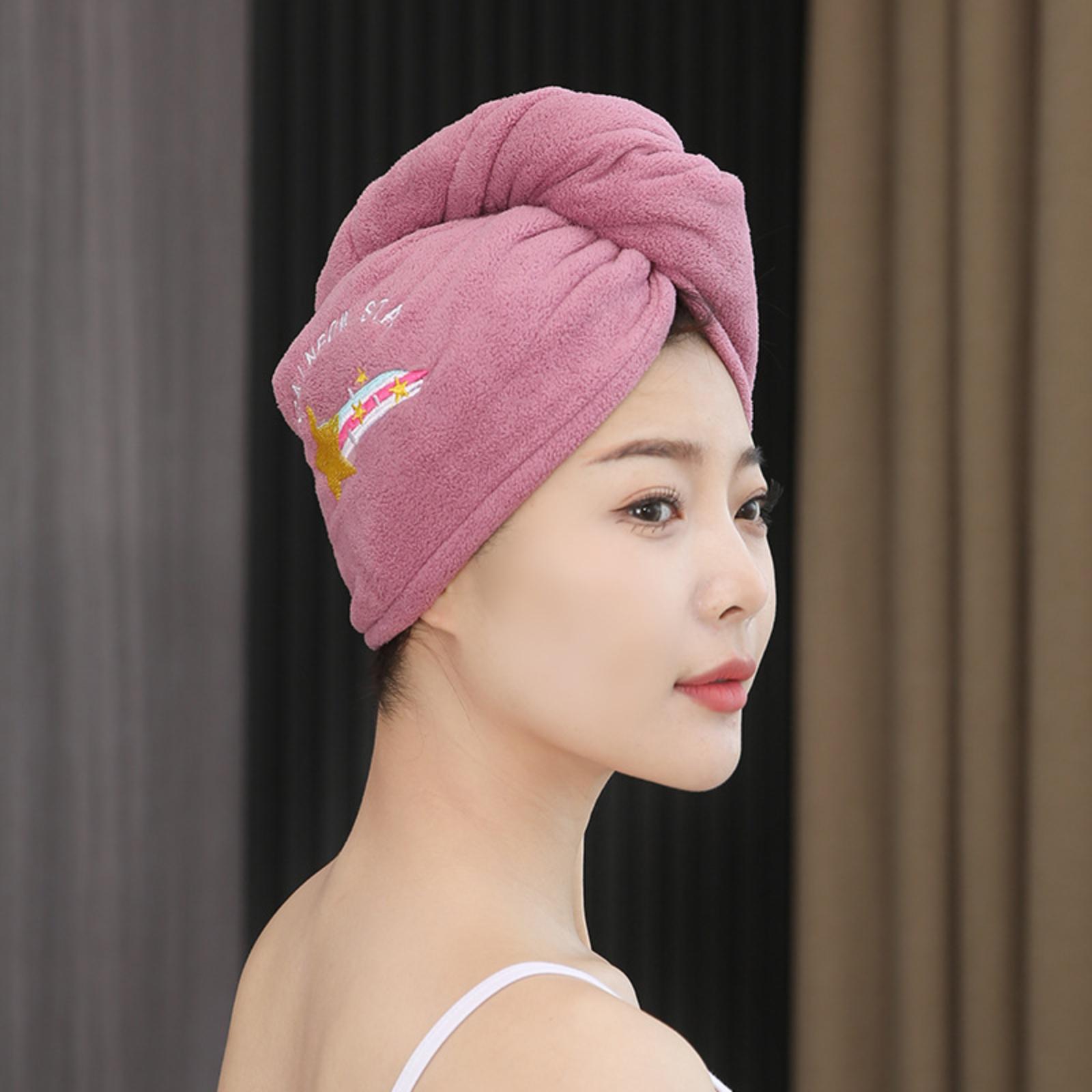 

Thickened Quick-drying Coral Fleece Hair Dryer Cap Shower Cap Head Towel One Size фиолетовый