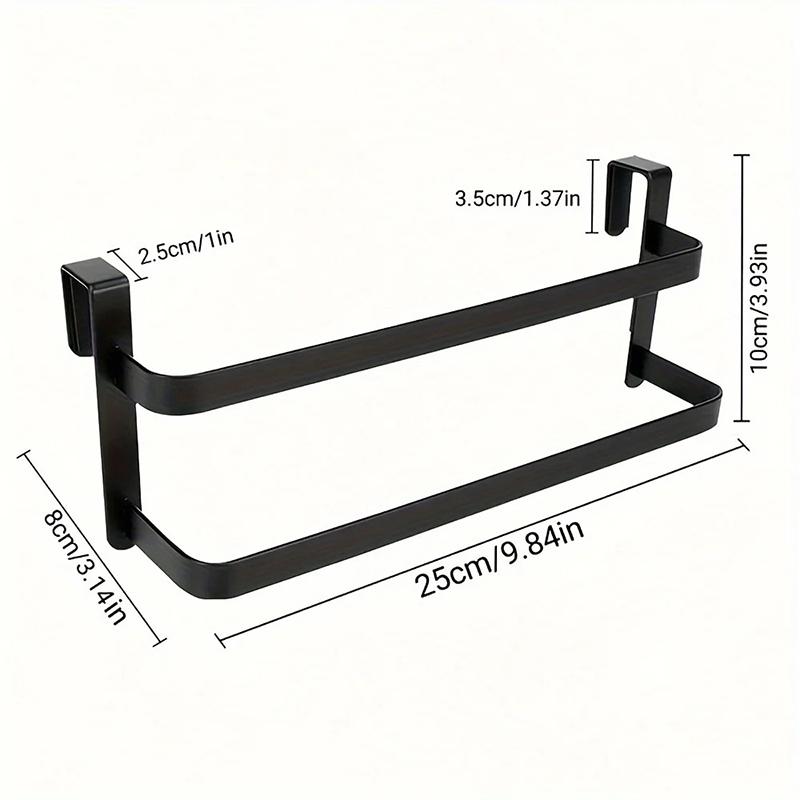 

Wrought Iron Double-Layer Over-the-Door Towel Rack Space-Saving Storage Solution With Two Rods For Kitchen/Bathroom Towels