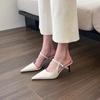 New Chic Pointed Toe Stiletto Pump Sandals Woman  Slip-on Mule Slides Ladies Elegant Buckle Strap High Heel Evening Party Shoes