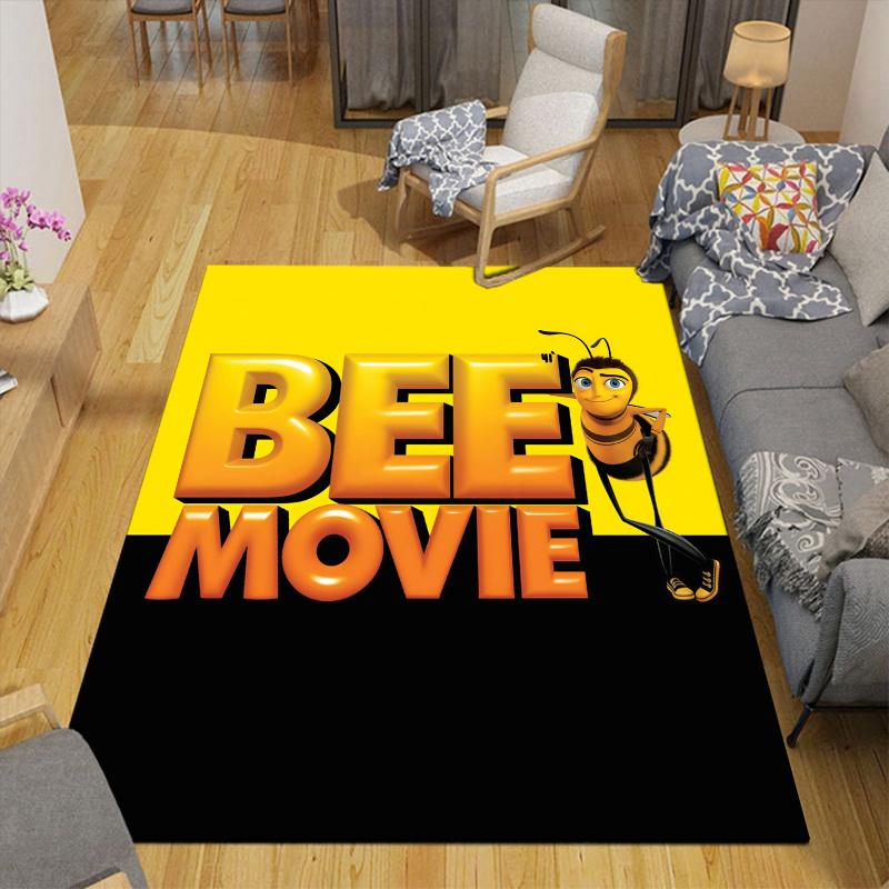 Bee Movie Home Sofa Decoration for Living Room & Bedroom, Non‑Slip Play Flannel Floor Mat for Game Room
