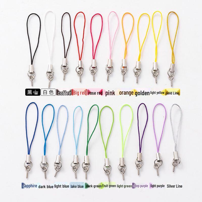 Kolorowy Pasek do Telefonu Komórkowego z Zawieszką z Oczkiem i Sznurkową Lalką - DIY Ręcznie Robiona Biżuteria Akcesoria