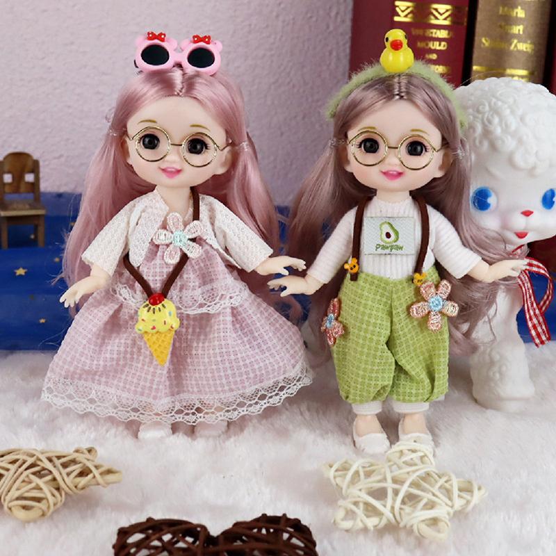 Cute 17Cm Princess Doll With Clothes 13 Joints Ob11 Bjd Dolls Dress Up Toy For Girls Diy Gift