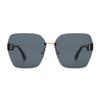 New Khaki Print Frameless Cut Edge Large Frame Fashion Sunglasses for Women Gradient Polygonal Sunglasses DS-8170