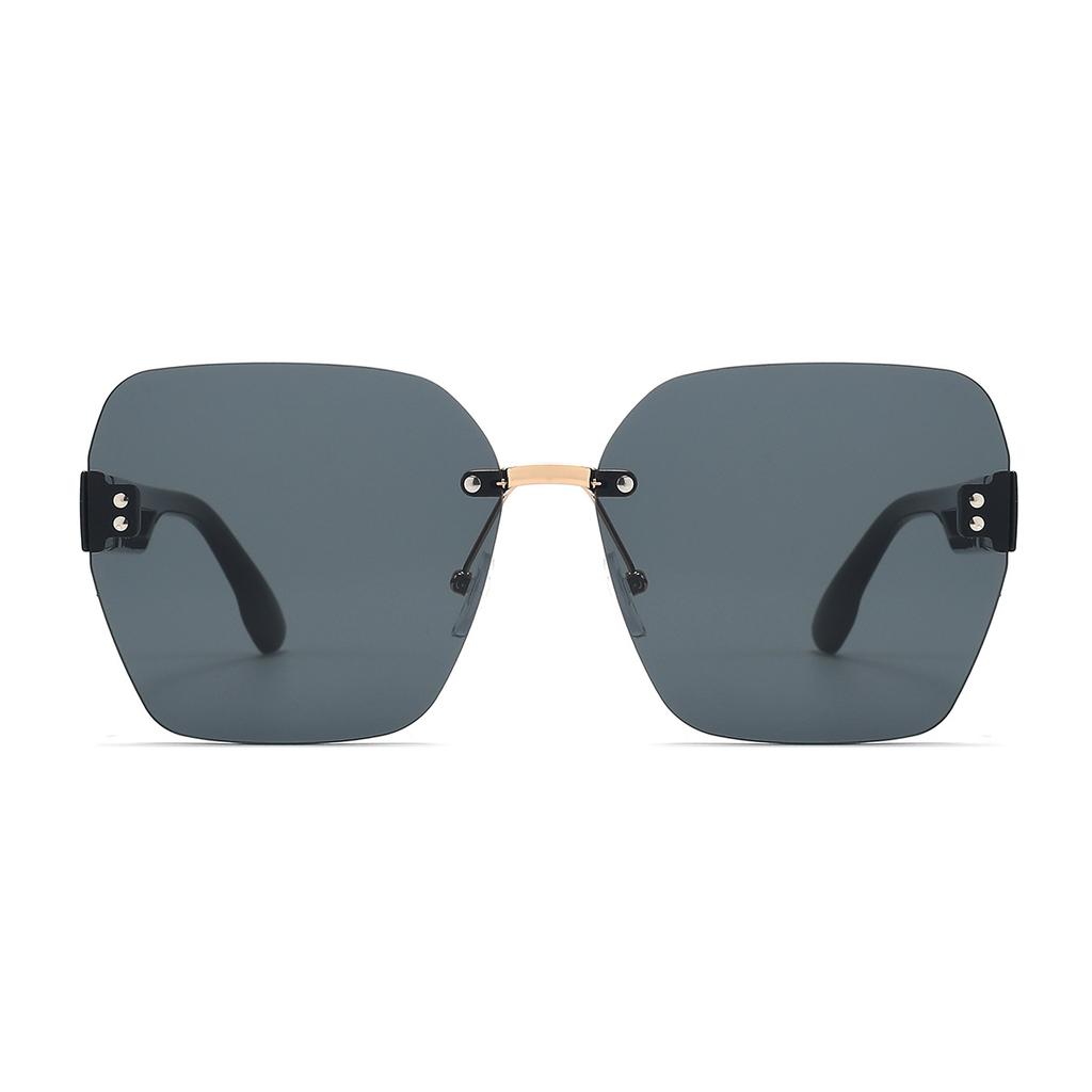 New Khaki Print Frameless Cut Edge Large Frame Fashion Sunglasses for Women Gradient Polygonal Sunglasses DS-8170