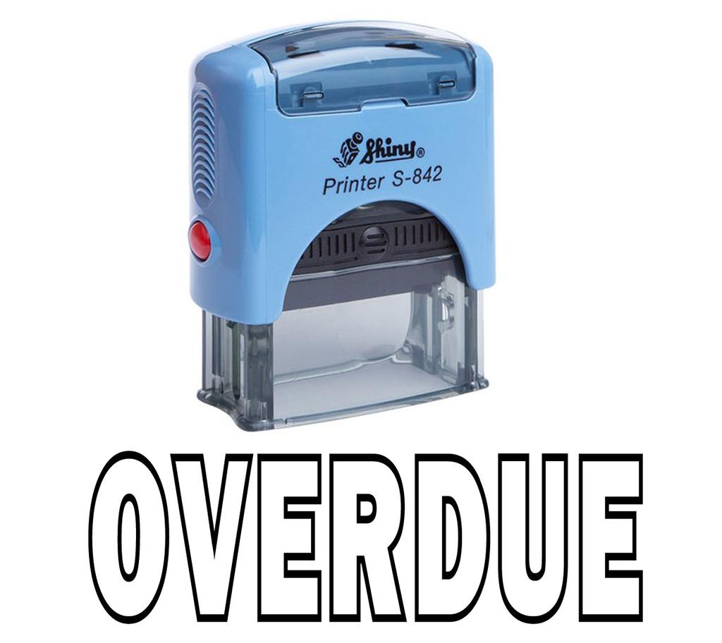 OVERDUE Self Inking Rubber Stamp Office Stationary Custom Shiny Stamp