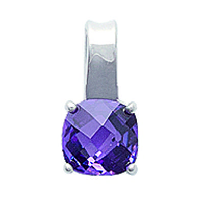 [J7207] - Silver Pendant 'Linda' Amethyst Silver (rhodium-plated) - 6x6 Mm