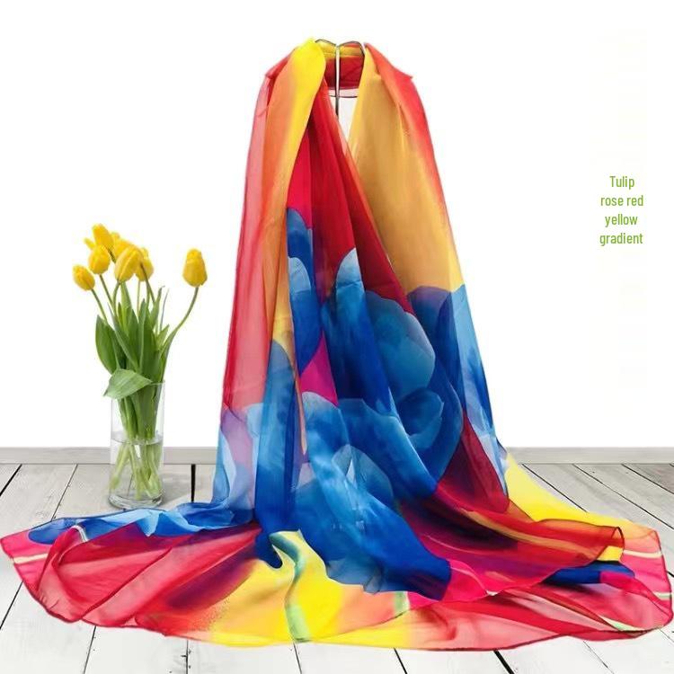 All-Season Oversized Chiffon Scarf for Women - Sun Protection & Versatile Wear