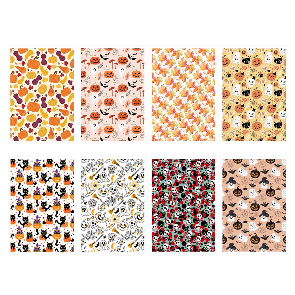 Halloweenské dýně Lebka Netopýr Papír pro přenos na polymerovou hmotu pro výrobu náušnic a šperků z polymerové hmoty Vodou rozpustný přenosový list na polymerovou hmotu