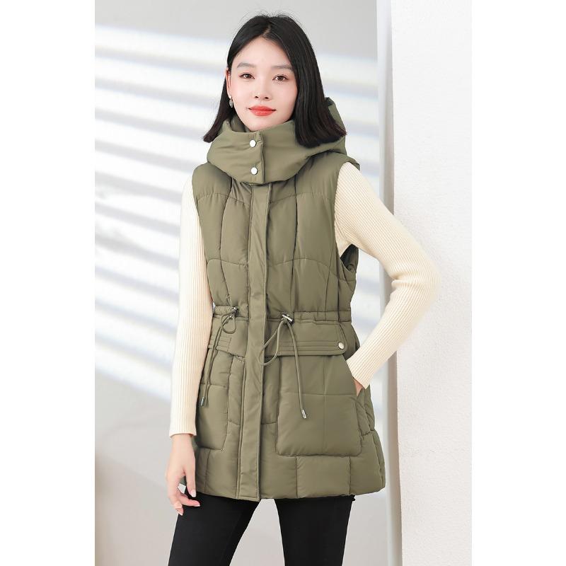 Autumn and winter fashion new waist medium and long down cotton vest large pocket thickened vest vest jacket