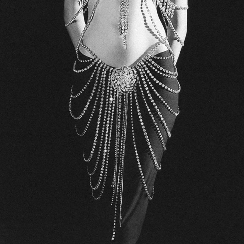 Strass Tailleketting, Sexy Overdreven Franje Meerdere Lagen Tailleketting, Glanzende Accessoires Damesketting