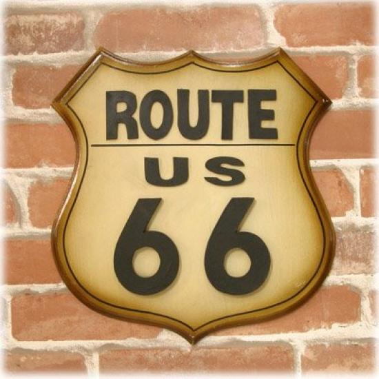 

Antique Plate Die-cut 3D Wall Hanging Route 66 (white) белый
