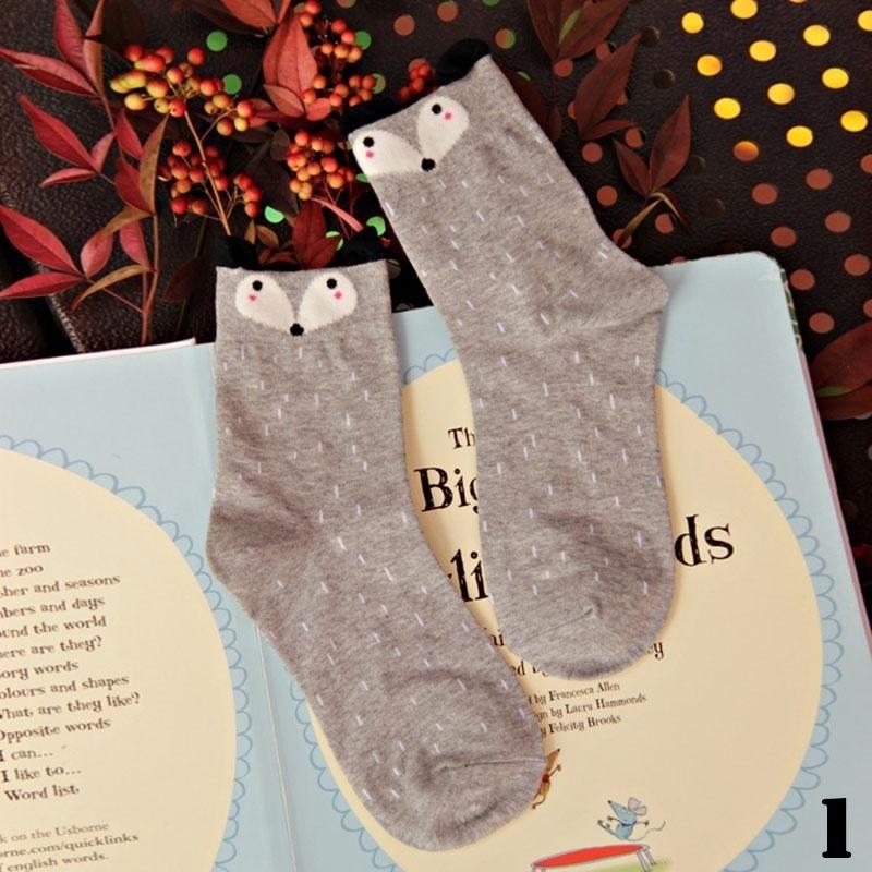 2016 Funny Woman's Socks Unisex Socks For Girls Cartoon Fox Harajuku Comfortable Soft Gift Sock
