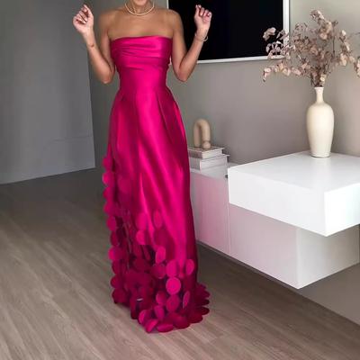 Europäisches und amerikanisches neues Designgefühl Patchwork-Scheibe Satin Sexy Trägertop Hohe Taille Kleid Abendkleid