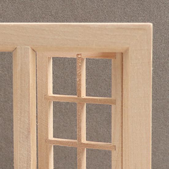 Dekorativ ensfarge Praktisk 16 rutenett 1/12 uferdig miniatyrmøbelmodellvindu i tre